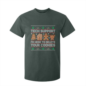Funny Christmas Tech Support T Shirt For Kid Computer Programmer Gift Here To Delete Cookies Ugly Xmas TS10 Dark Forest Green Print Your Wear