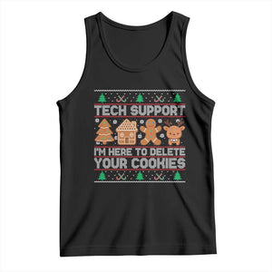 Funny Christmas Tech Support Tank Top Computer Programmer Gift Here To Delete Cookies Ugly Xmas TS10 Black Print Your Wear