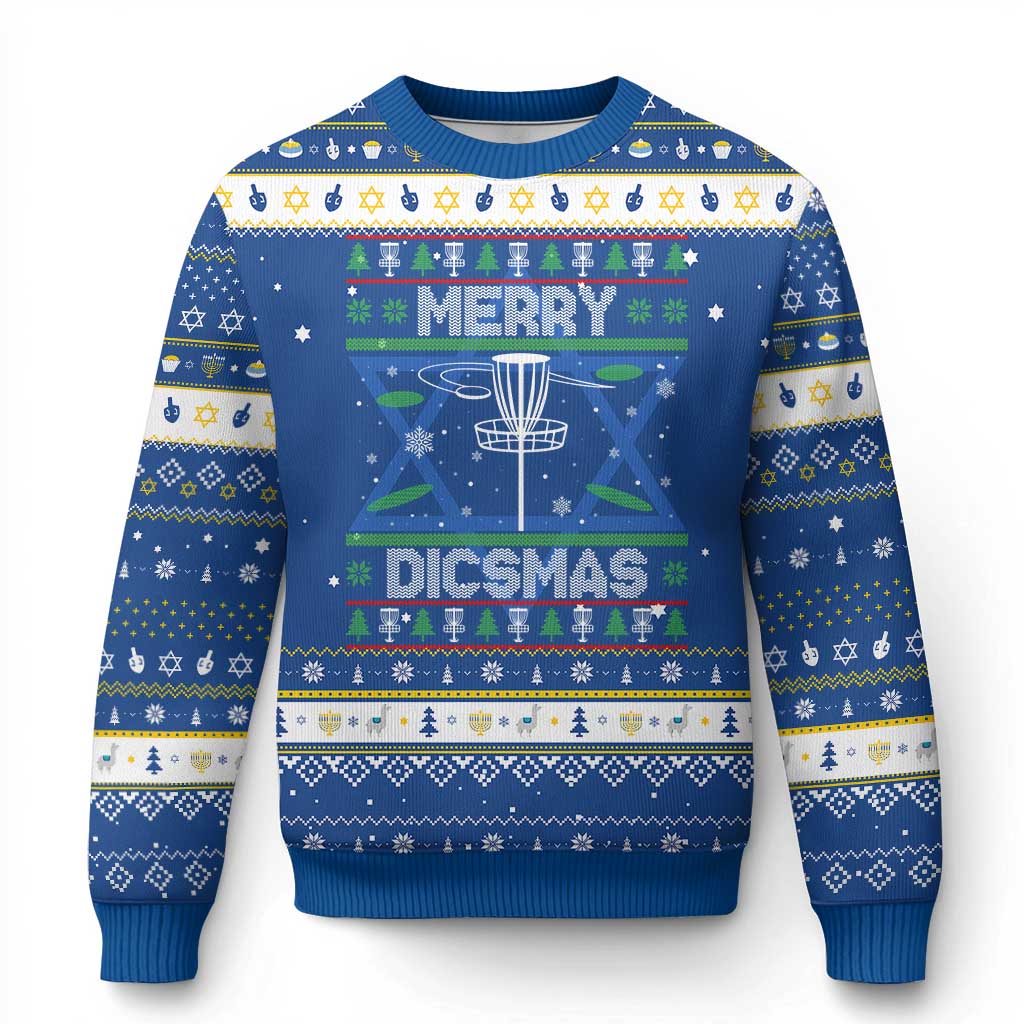 Disc Golf Christmas Hanukkah Ugly Sweater Merry Discmas Ugly Xmas TS10 Blue White Print Your Wear