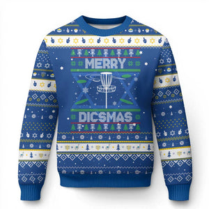 Disc Golf Christmas Hanukkah Ugly Sweater Merry Discmas Ugly Xmas TS10 Blue White Print Your Wear