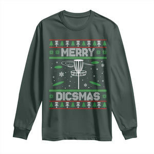 Disc Golf Christmas Long Sleeve Shirt Merry Discmas Ugly Xmas TS10 Dark Forest Green Print Your Wear