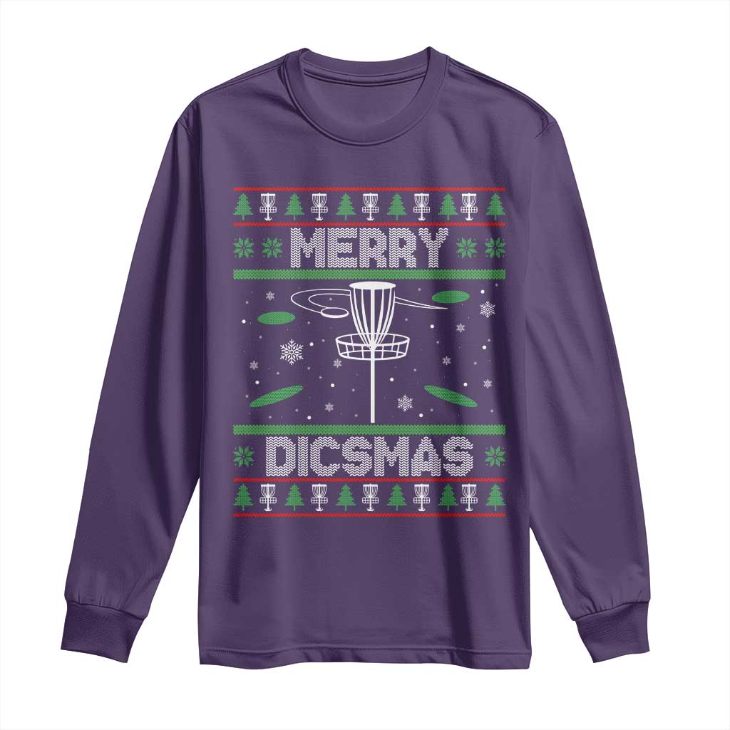 Disc Golf Christmas Long Sleeve Shirt Merry Discmas Ugly Xmas TS10 Purple Print Your Wear