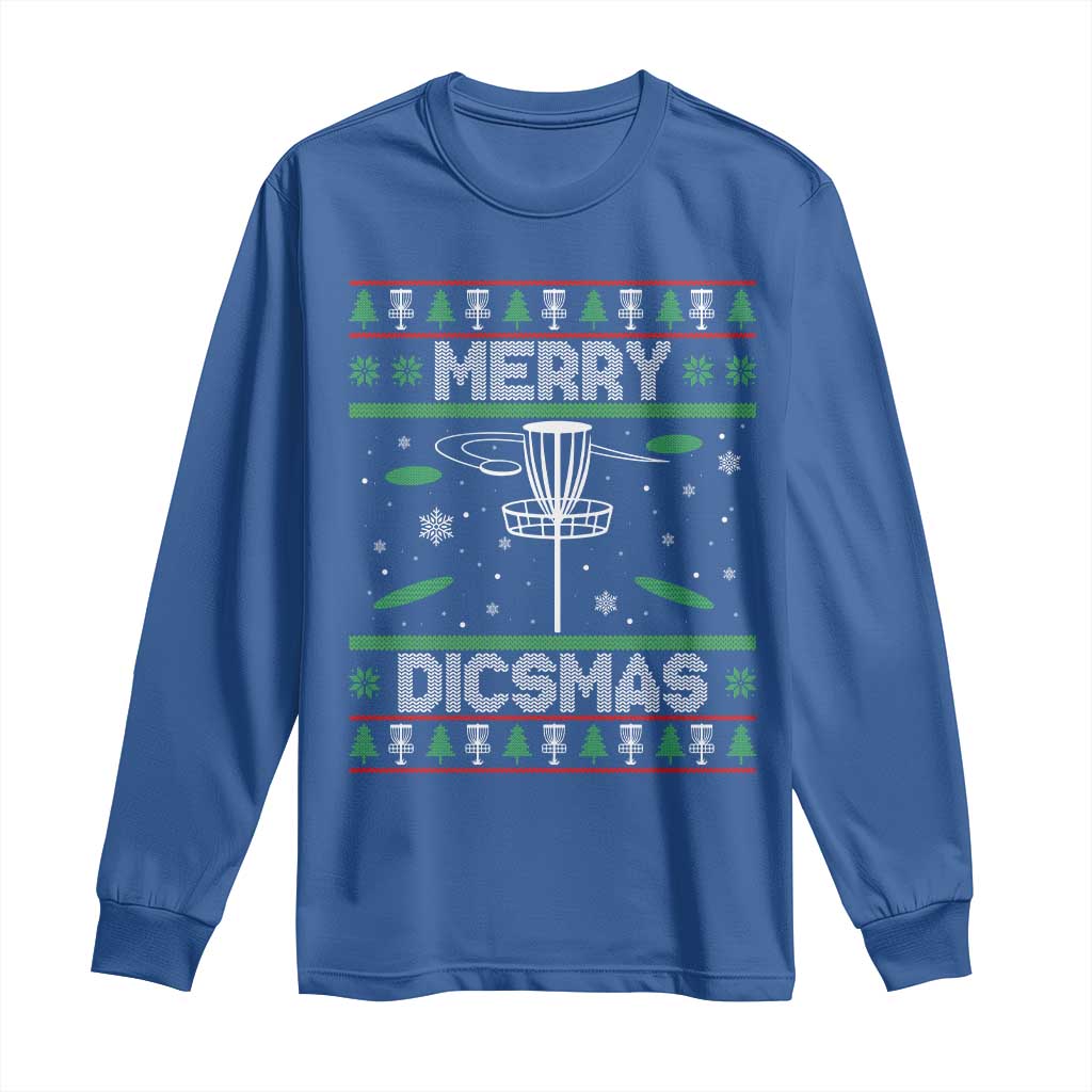 Disc Golf Christmas Long Sleeve Shirt Merry Discmas Ugly Xmas TS10 Royal Blue Print Your Wear