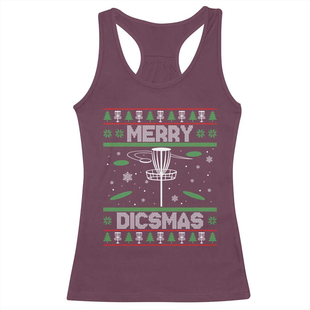 Disc Golf Christmas Racerback Tank Top Merry Discmas Ugly Xmas TS10 Maroon Print Your Wear