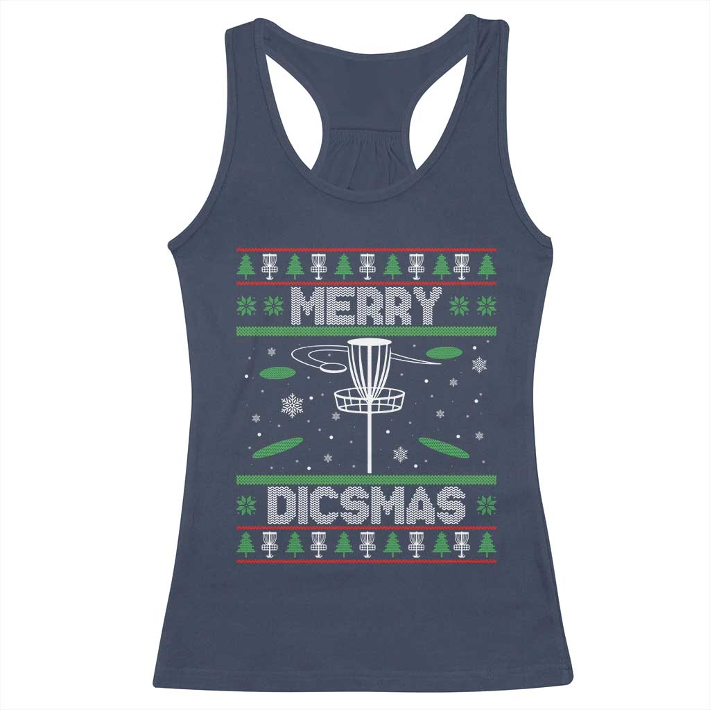 Disc Golf Christmas Racerback Tank Top Merry Discmas Ugly Xmas TS10 Navy Print Your Wear