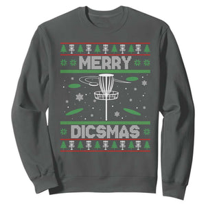 Disc Golf Christmas Sweatshirt Merry Discmas Ugly Xmas TS10 Dark Heather Print Your Wear