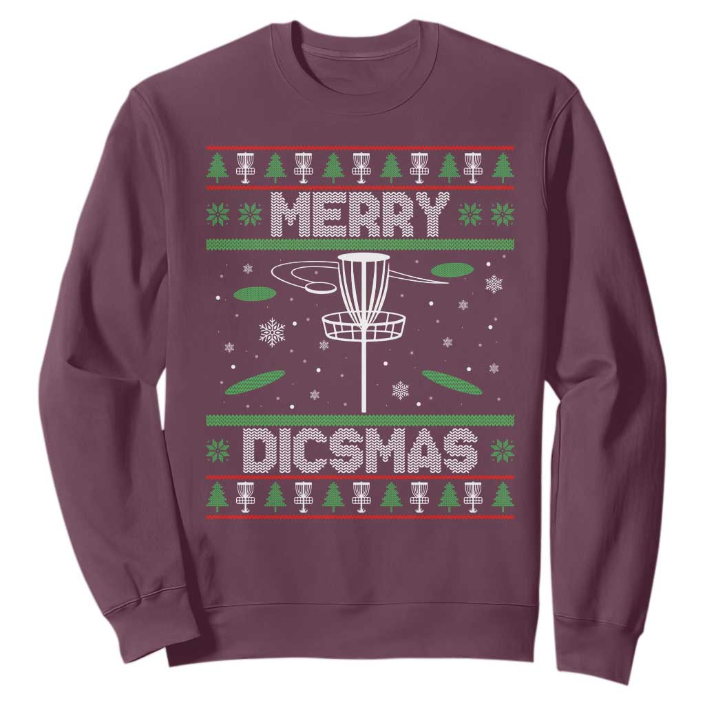 Disc Golf Christmas Sweatshirt Merry Discmas Ugly Xmas TS10 Maroon Print Your Wear