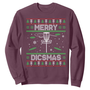 Disc Golf Christmas Sweatshirt Merry Discmas Ugly Xmas TS10 Maroon Print Your Wear