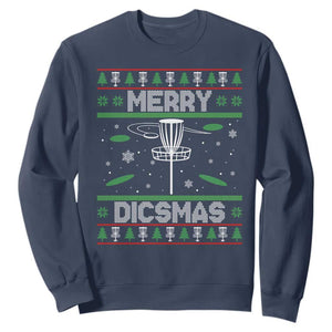 Disc Golf Christmas Sweatshirt Merry Discmas Ugly Xmas TS10 Navy Print Your Wear