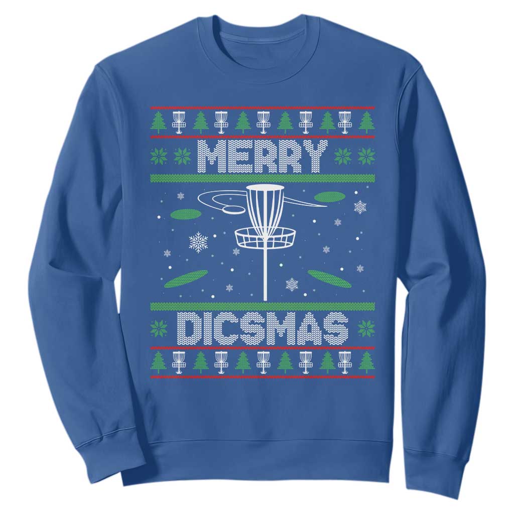 Disc Golf Christmas Sweatshirt Merry Discmas Ugly Xmas TS10 Royal Blue Print Your Wear