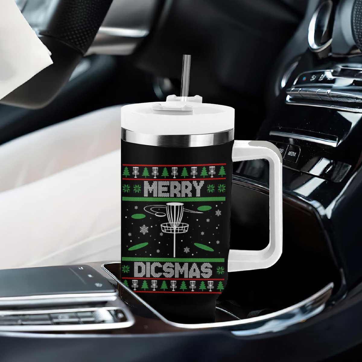 Disc Golf Christmas Tumbler With Handle Merry Discmas Ugly Xmas TS10 Print Your Wear