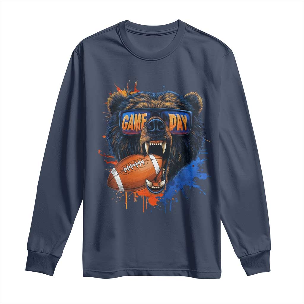 CFB Game Day Long Sleeve Shirt Vintage Watercolors Mascot Retro Fan Gift TS10 Navy Print Your Wear