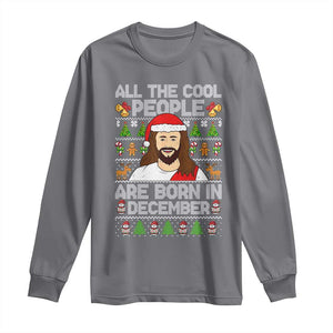 Funny Jesus Christmas December Birthday Long Sleeve Shirt Ugly Xmas TS10 Charcoal Print Your Wear