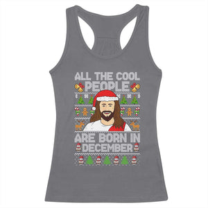 Funny Jesus Christmas December Birthday Racerback Tank Top Ugly Xmas TS10 Charcoal Print Your Wear