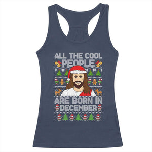 Funny Jesus Christmas December Birthday Racerback Tank Top Ugly Xmas TS10 Navy Print Your Wear