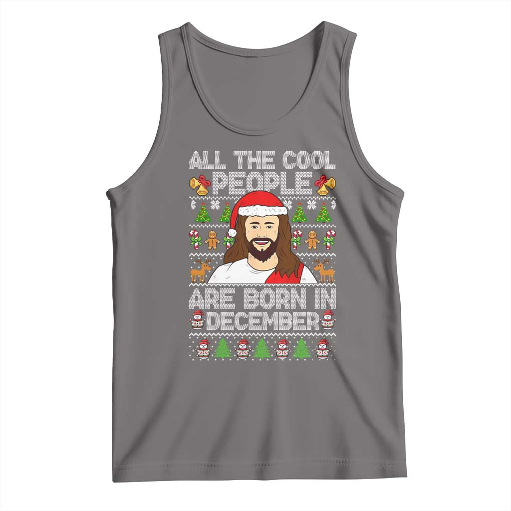 Funny Jesus Christmas December Birthday Tank Top Ugly Xmas TS10 Deep Heather Print Your Wear
