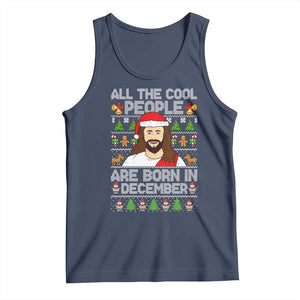 Funny Jesus Christmas December Birthday Tank Top Ugly Xmas TS10 Navy Print Your Wear