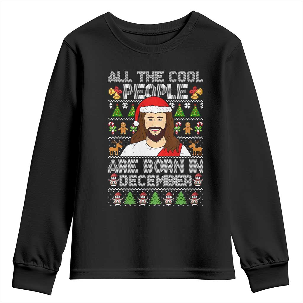 Funny Jesus Christmas December Birthday Youth Sweatshirt Ugly Xmas TS10 Black Print Your Wear