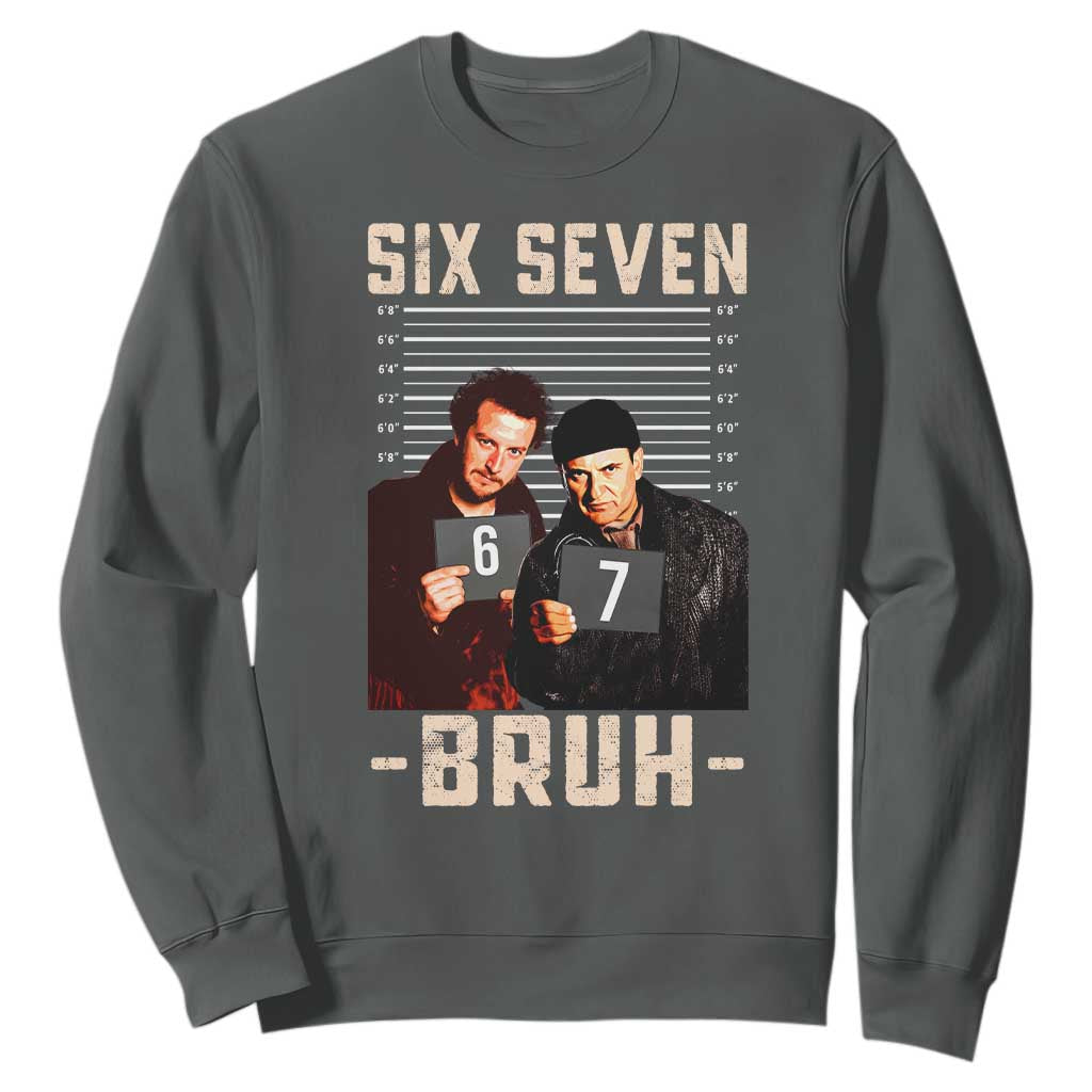 Funny 6 7 Meme Sweatshirt Retro Home Christmas Movie Alone TS10 Dark Heather Print Your Wear