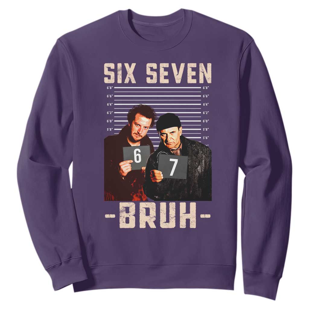 Funny 6 7 Meme Sweatshirt Retro Home Christmas Movie Alone TS10 Purple Print Your Wear