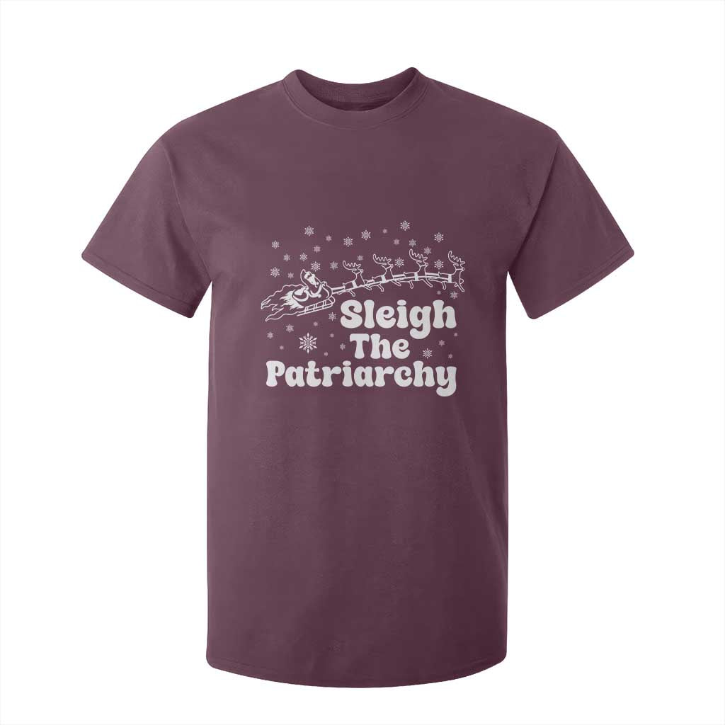 Sleigh The Patriarchy T Shirt For Kid Christmas Feminist Womens Rights TS10 Maroon Print Your Wear