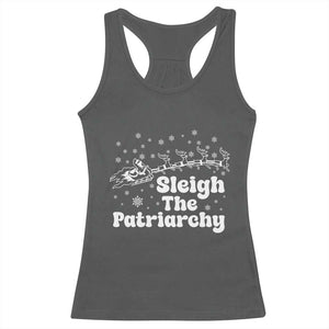 Sleigh The Patriarchy Racerback Tank Top Christmas Feminist Womens Rights TS10 Dark Heather Print Your Wear