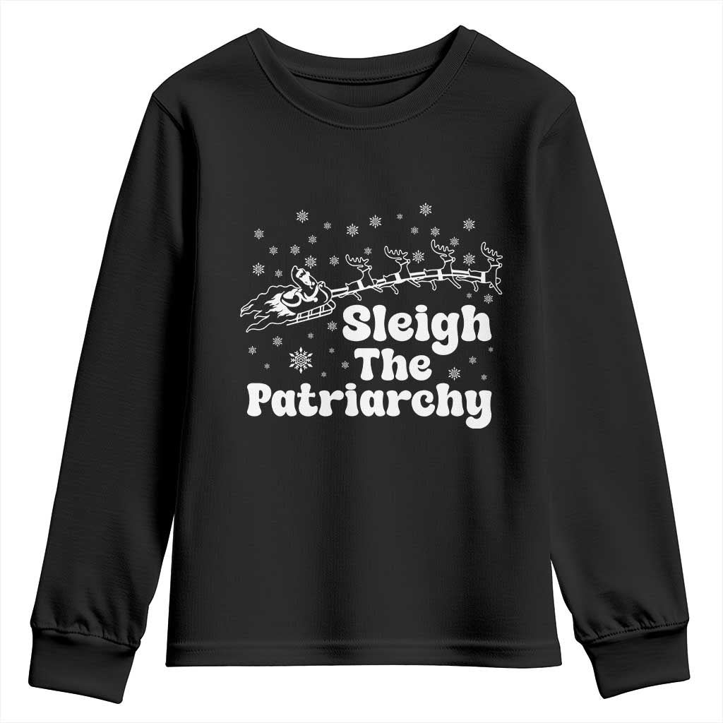 Sleigh The Patriarchy Youth Sweatshirt Christmas Feminist Womens Rights TS10 Black Print Your Wear