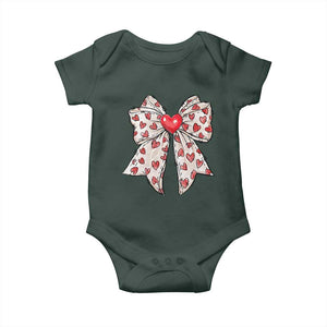 Coquette Valentine's Day Baby Onesie Heart Bow TS10 Dark Forest Green Print Your Wear