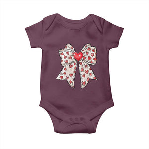 Coquette Valentine's Day Baby Onesie Heart Bow TS10 Maroon Print Your Wear