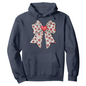 Coquette Valentine's Day Hoodie Heart Bow TS10 Navy Print Your Wear