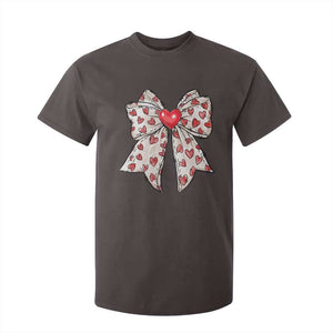 Coquette Valentine's Day T Shirt For Kid Heart Bow TS10 Dark Chocolate Print Your Wear