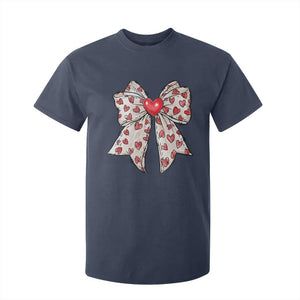 Coquette Valentine's Day T Shirt For Kid Heart Bow TS10 Navy Print Your Wear