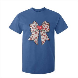 Coquette Valentine's Day T Shirt For Kid Heart Bow TS10 Royal Blue Print Your Wear