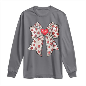 Coquette Valentine's Day Long Sleeve Shirt Heart Bow TS10 Charcoal Print Your Wear