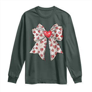 Coquette Valentine's Day Long Sleeve Shirt Heart Bow TS10 Dark Forest Green Print Your Wear