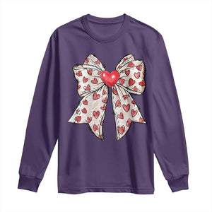 Coquette Valentine's Day Long Sleeve Shirt Heart Bow TS10 Purple Print Your Wear