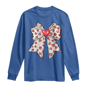 Coquette Valentine's Day Long Sleeve Shirt Heart Bow TS10 Royal Blue Print Your Wear