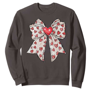 Coquette Valentine's Day Sweatshirt Heart Bow TS10 Dark Chocolate Print Your Wear