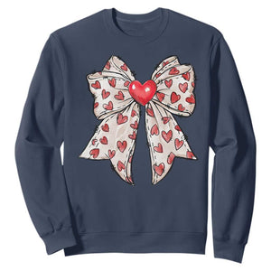 Coquette Valentine's Day Sweatshirt Heart Bow TS10 Navy Print Your Wear