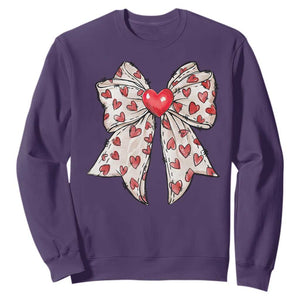 Coquette Valentine's Day Sweatshirt Heart Bow TS10 Purple Print Your Wear