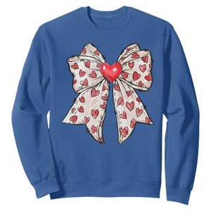 Coquette Valentine's Day Sweatshirt Heart Bow TS10 Royal Blue Print Your Wear