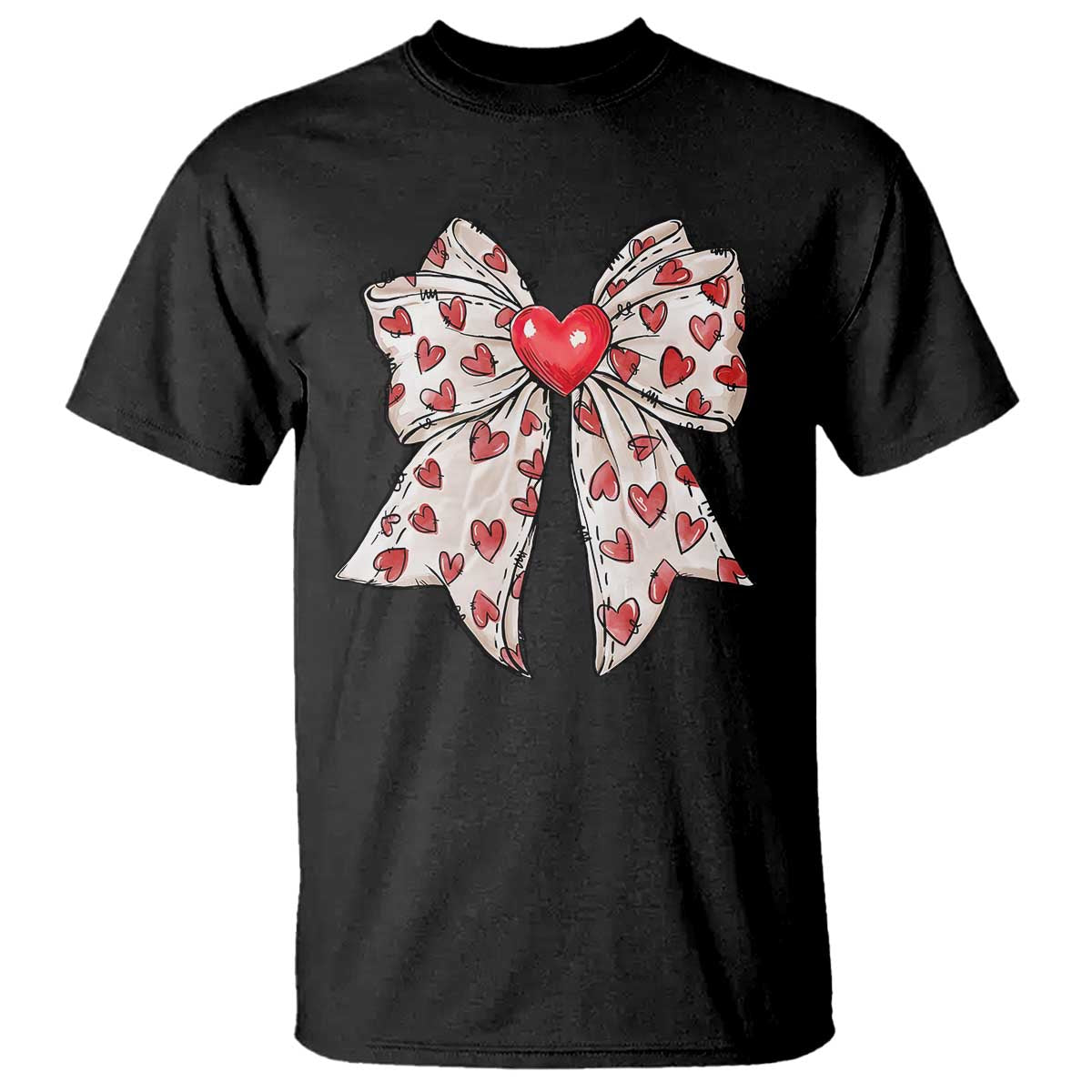 Coquette Valentine's Day T Shirt Heart Bow TS10 Black Print Your Wear