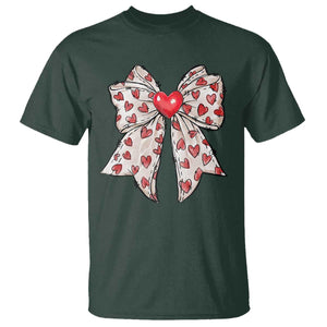 Coquette Valentine's Day T Shirt Heart Bow TS10 Dark Forest Green Print Your Wear