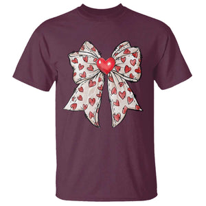 Coquette Valentine's Day T Shirt Heart Bow TS10 Maroon Print Your Wear