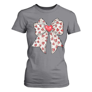 Coquette Valentine's Day T Shirt For Women Heart Bow TS10 Charcoal Print Your Wear