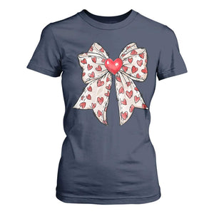 Coquette Valentine's Day T Shirt For Women Heart Bow TS10 Navy Print Your Wear