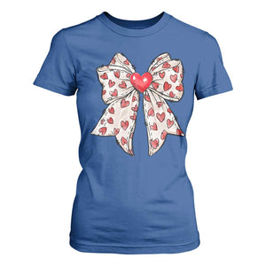 Coquette Valentine's Day T Shirt For Women Heart Bow TS10 Royal Blue Print Your Wear