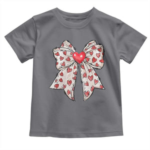 Coquette Valentine's Day Toddler T Shirt Heart Bow TS10 Charcoal Print Your Wear