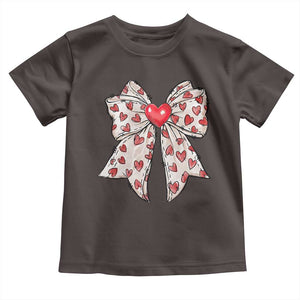 Coquette Valentine's Day Toddler T Shirt Heart Bow TS10 Dark Chocolate Print Your Wear