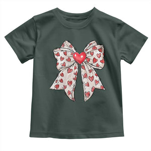 Coquette Valentine's Day Toddler T Shirt Heart Bow TS10 Dark Forest Green Print Your Wear